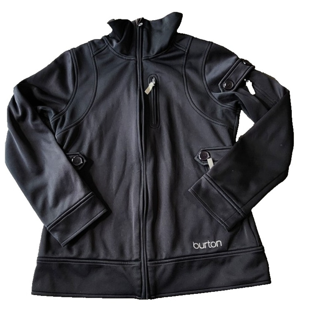 Burton DryRide Women Black Softshell Full Zip Jacket Funnel Neck Utility Pockets